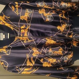 Vintage Silk Gold and Black Horse/Chariot Bomber Jacket